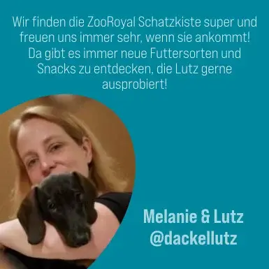 Petfluencer Zitat Melanie und Lutz Petfluencer Zitat Melanie und Lutz: "Wir finden die ZooRoyal Schatzkiste super und freuen uns immer sehr, wenn sie ankommt! Da gibt es immer neue Futtersorten und Snacks zu entdecken, die Lutz gerne ausprobiert!"