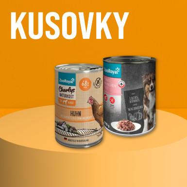 ZooRoyal kusovky - sestavte si vlastní zkušební balíček pro psy Banner s dvěma samostatnými konzervami krmiva pro psy ZooRoyal vystavenými na kulatém podstavci.