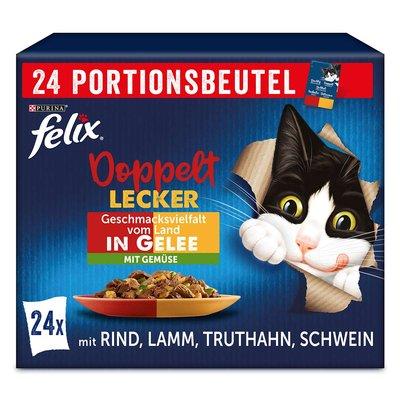 FELIX Doppelt Lecker chutná tak dobře, jak vypadá. Pochoutka v želé se zeleninou z venkova, 24 × 85 g FELIX Doppelt Lecker chutná tak dobře, jak vypadá. Pochoutka v želé se zeleninou z venkova, 24 × 85 g