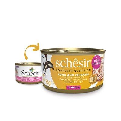 Schesir Cat Complete tuňák s kuřetem ve vývaru Schesir Cat Complete tuňák s kuřetem ve vývaru