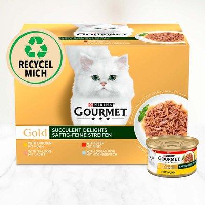 GOURMET GOLD šťavnaté jemné proužky mix variací 96× 85 g GOURMET GOLD šťavnaté jemné proužky mix variací 96× 85 g