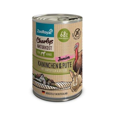 ZooRoyal Charlys Naturkost Junior králík a krůta s bramborami a světlicovým olejem ZooRoyal Charlys Naturkost Junior králík a krůta s bramborami a světlicovým olejem