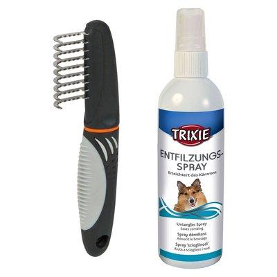 Trixie trimovací hřeben pro psy a kočky + sprej na odplstění srsti Trixie trimovací hřeben pro psy a kočky + sprej na odplstění srsti