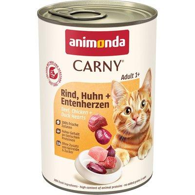 Animonda Carny Adult hovězí maso, kuřecí maso a kachní srdce Animonda Carny Adult hovězí maso, kuřecí maso a kachní srdce