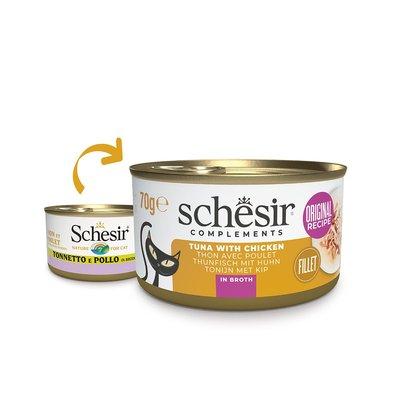 Schesir Cat tuňák s kuřetem ve vývaru Schesir Cat tuňák s kuřetem ve vývaru