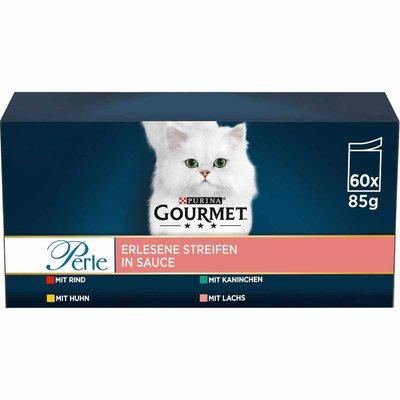 GOURMET Perle vybrané proužky s kuřecím masem, hovězím masem, lososem a králíkem, 60 x 85 g GOURMET Perle vybrané proužky s kuřecím masem, hovězím masem, lososem a králíkem, 60 x 85 g