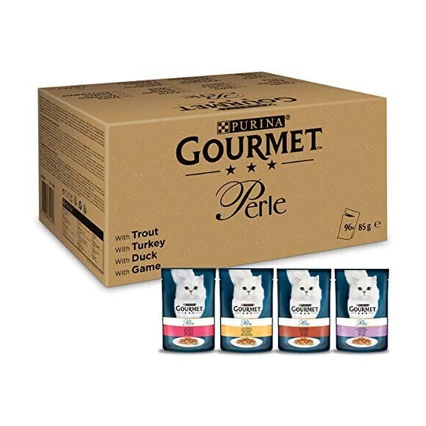 GOURMET Perle vybrane prou ky mix s pstruhem krocanem kachnou a zv inou 96 85 g