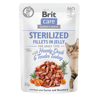 Brit Care Cat filety v želé kachna a krocan Sterilized