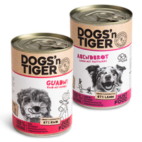 Dogs'n Tiger kombinované balení hovězí a jehněčí, 12× 400 g