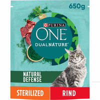 PURINA ONE Dual Nature pro kastrované kočky, hovězí se spirulinou, 650 g