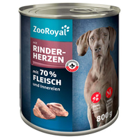 ZooRoyal konzervy a kapsičky pro psy se hovězími srdci