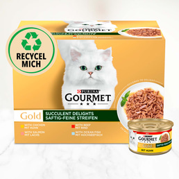 GOURMET GOLD šťavnaté jemné proužky mix variací 96× 85 g