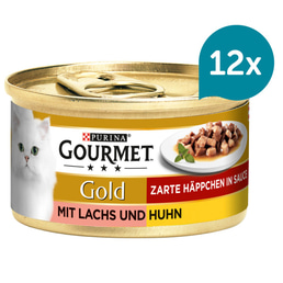 Gourmet Gold jemné kousky – losos a kuřecí