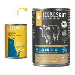 Liebesgut Biokost Adult krmivo pro kočky, hovězí s mrkví a amarantem