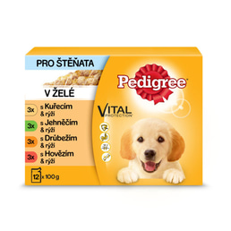 Pedigree Junior kapsičky masový výběr s rýží v želé