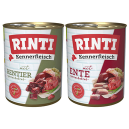Rinti Kennerfleisch kombinované balení s kachnou a sobem, 24 × 800 g