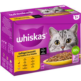 Whiskas multipack 1+ výběr drůbežího masa v omáčce, 12 × 85 g