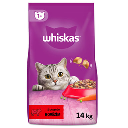 Whiskas granule s hovězím pro dospělé kočky