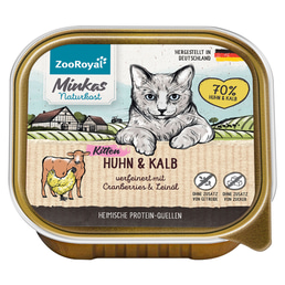 ZooRoyal Minkas přírodní strava Kitten kuřecí a telecí maso zjemněné brusinkami a lněným olejem