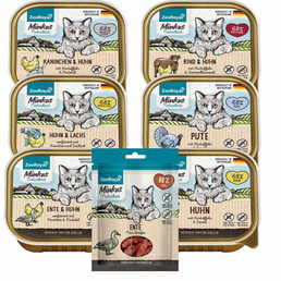 ZooRoyal Minkas Naturkost mixpaket 6x100 g + gratis kachní proužky 50 g
