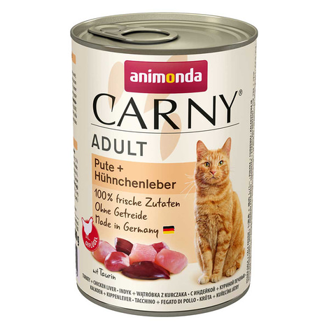 animonda Carny Adult krůtí maso + kuřecí játra maso 400g konzervy