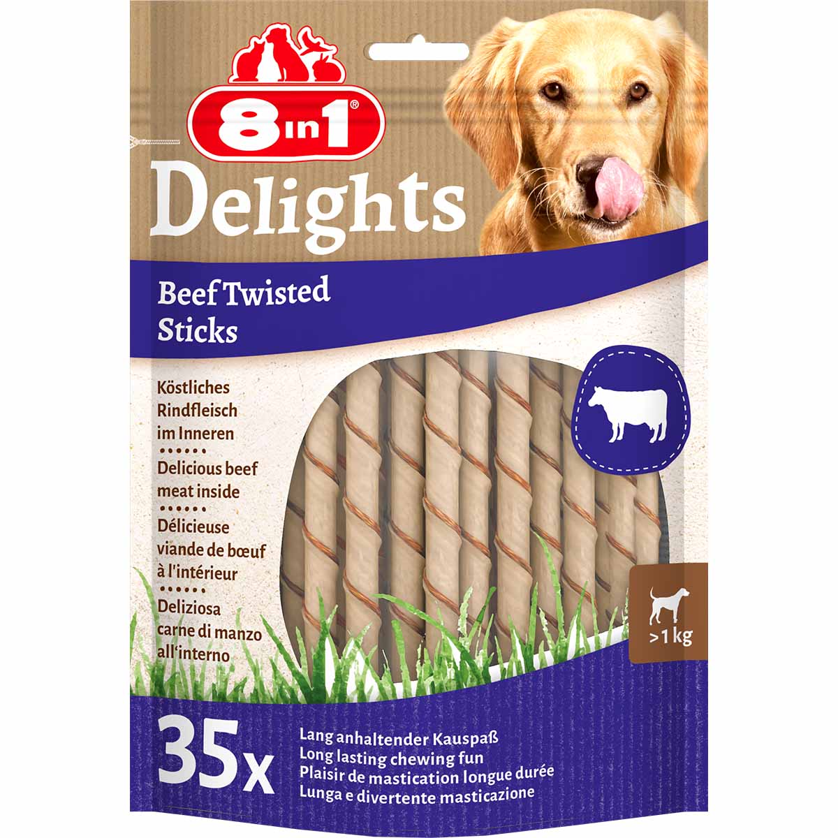 8in1 Delights Beef Twisted Sticks