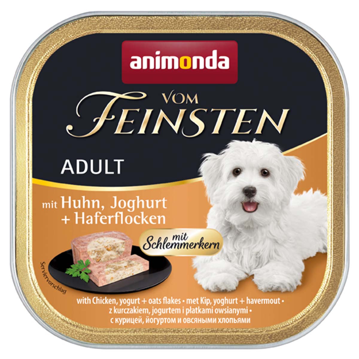 Animonda Vom Feinsten s náplní pro labužníky s kuřecím masem, jogurtem a ovesnými vločkami