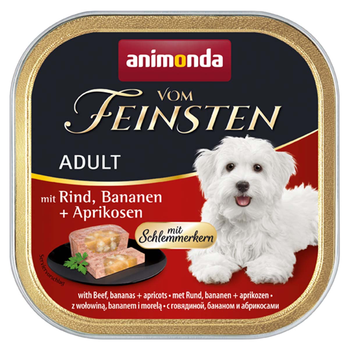 Animonda Vom Feinsten s náplní pro labužníky s hovězím masem, banány a meruňkami