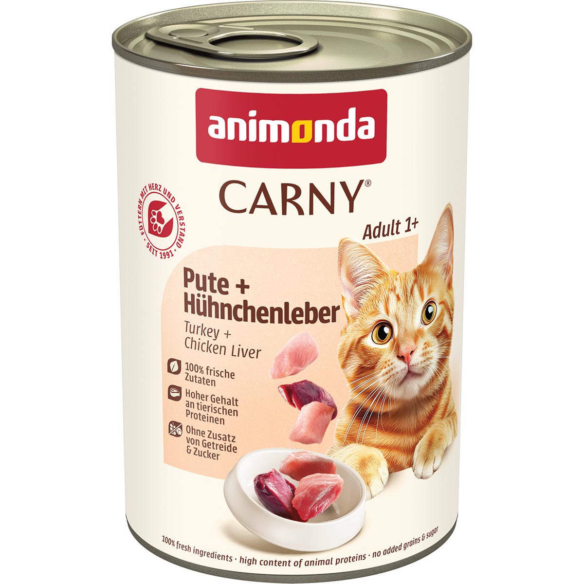 animonda Carny Adult krůtí maso + kuřecí játra maso 400g konzervy