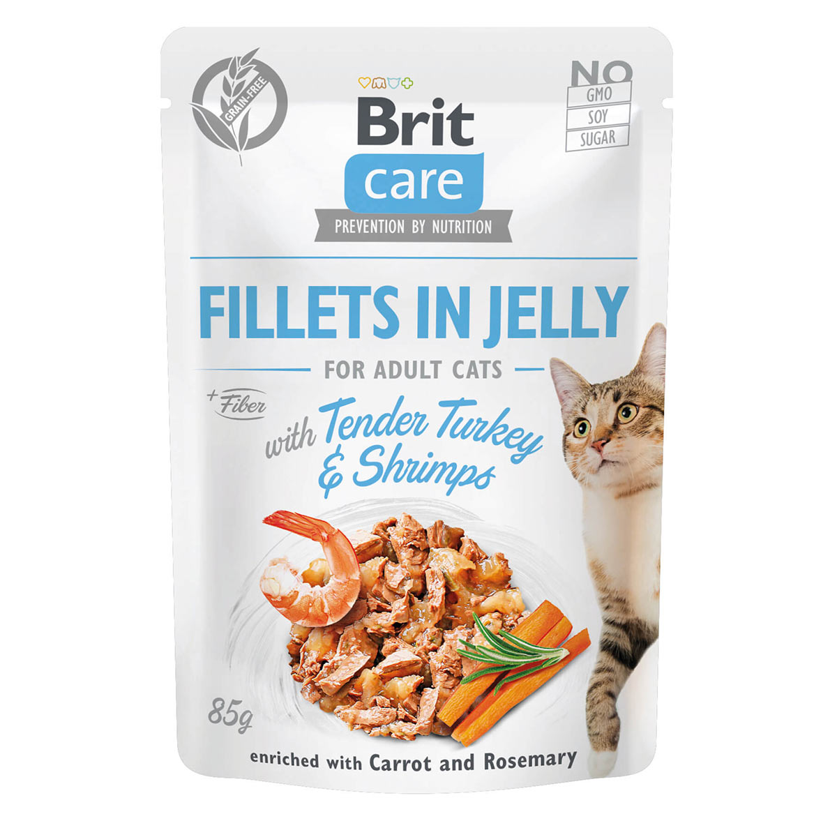 Brit Care Cat filety v želé krocan a krevety