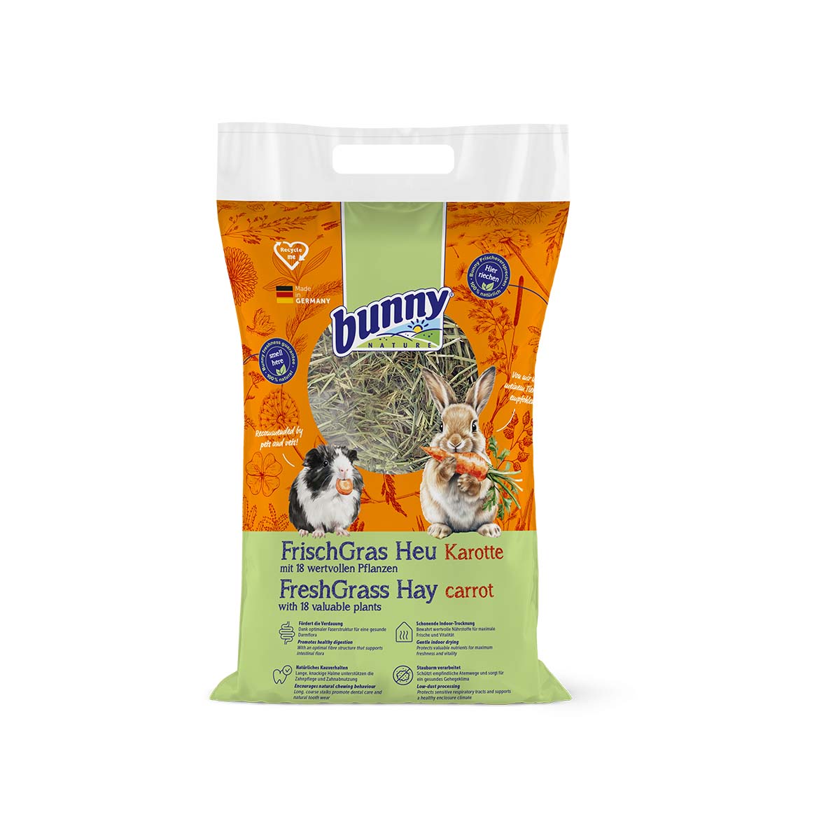 Bunny Allgäuer FrischGras seno s&nbsp;karotkou 500&nbsp;g