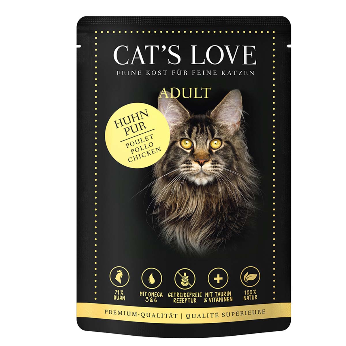 Cat's Love s čistým kuřecím masem, lněným olejem a kopřivami