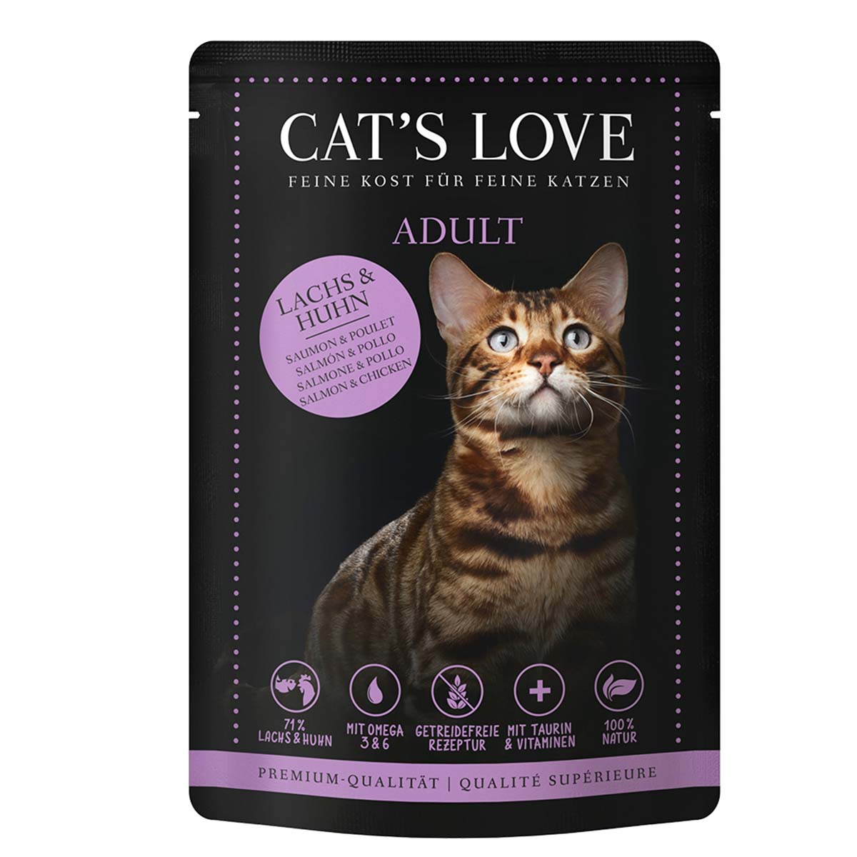 Cat's Love s lososem, kuřecím masem, petrželkou a lososovým olejem