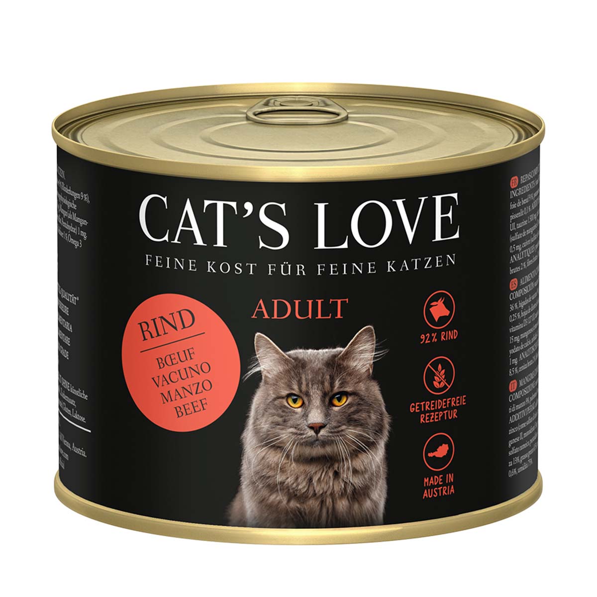 Cat's Love konzerva, čisté hovězí maso, světlicový olej a pampeliška