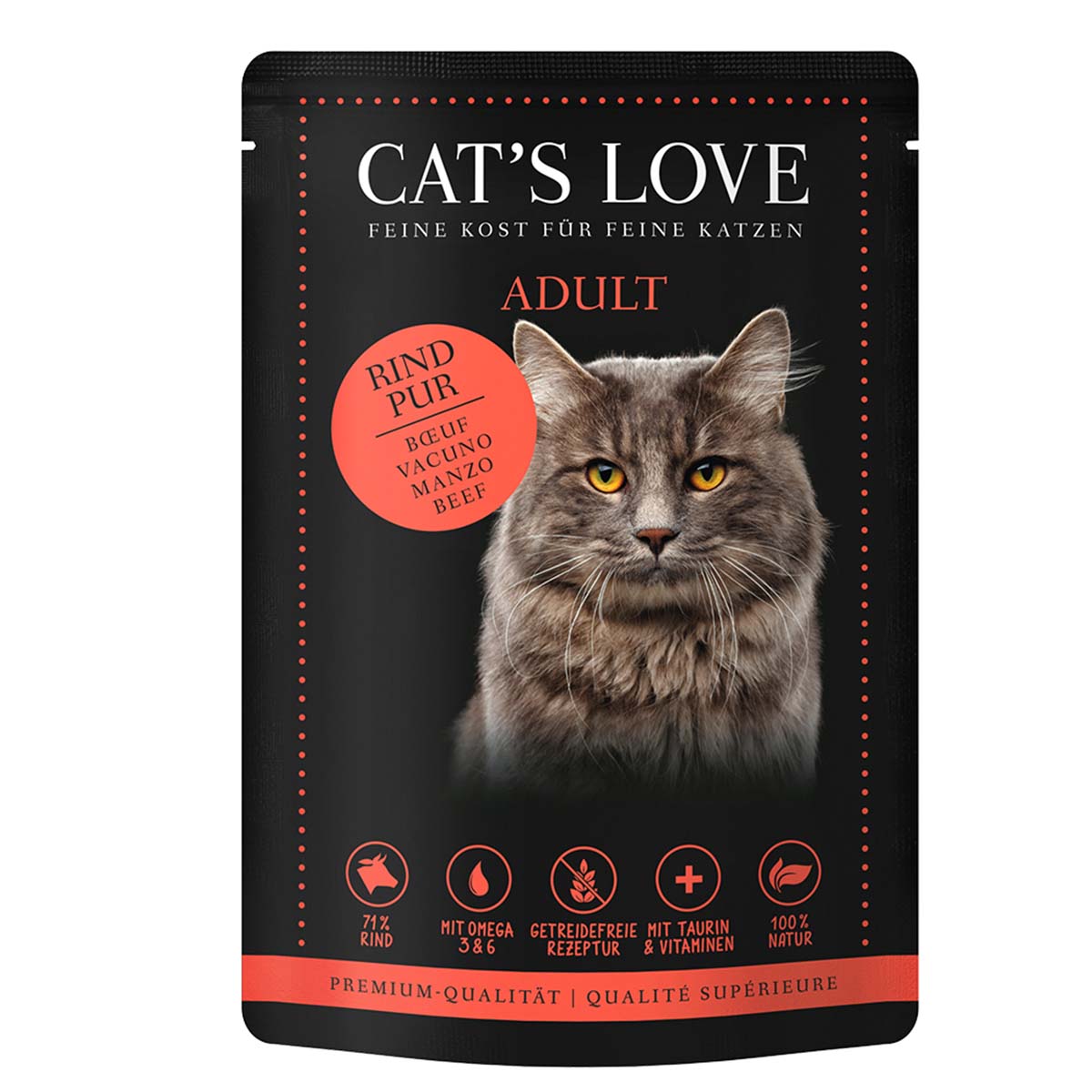 Cat's Love s čistým hovězím masem se saflorovým olejem a pampeliškou