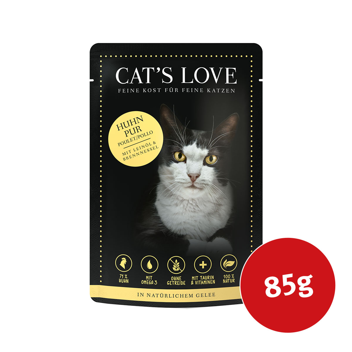 cats love huhn pur leinoel 85g