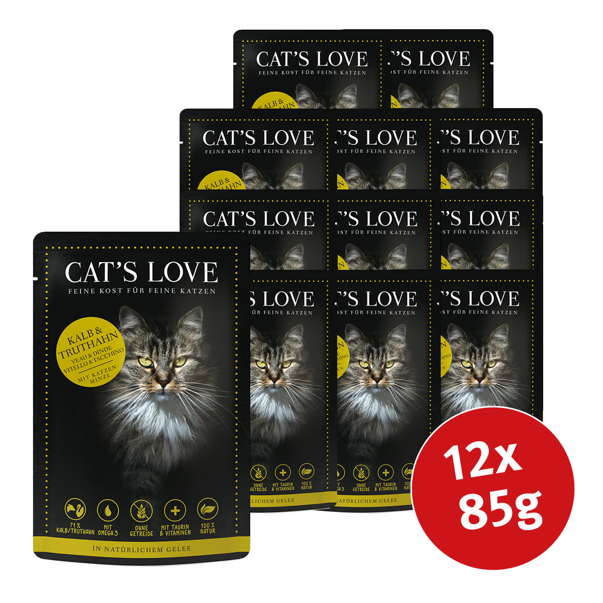 Cat's Love s telecím a krůtím masem, šantou kočičí a lněným olejem