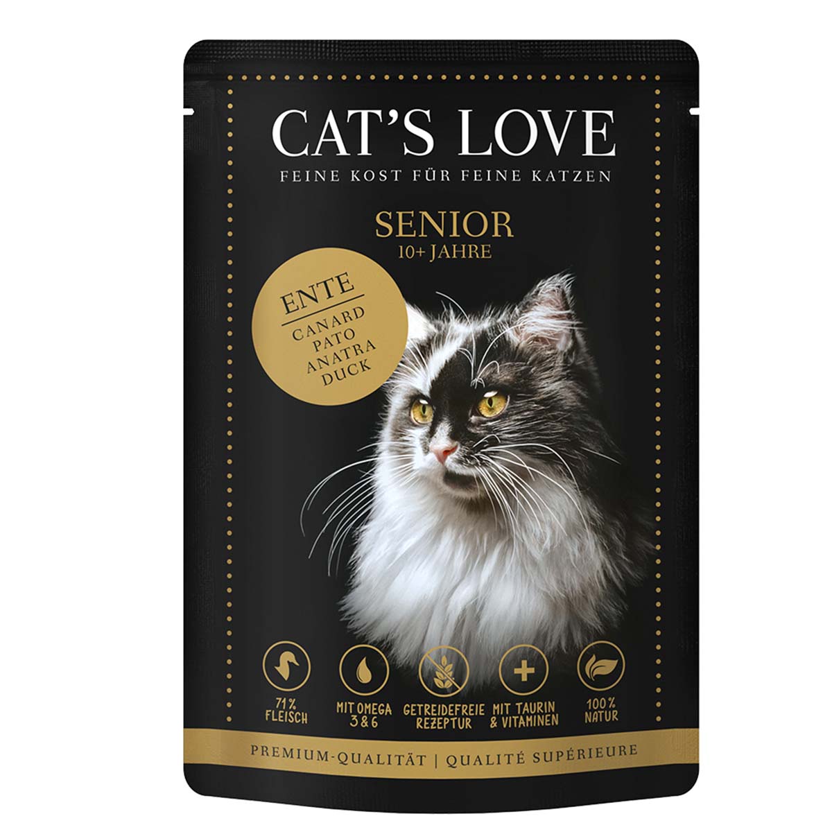 Cat's Love Senior, mokré krmivo s kachní příchutí
