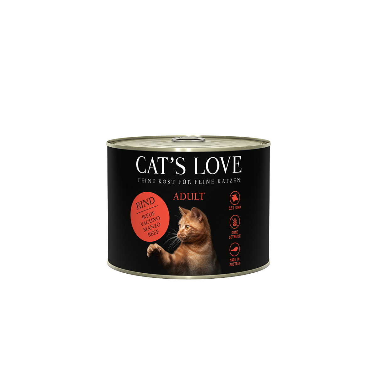 Cat's Love konzerva, čisté hovězí maso, světlicový olej a pampeliška