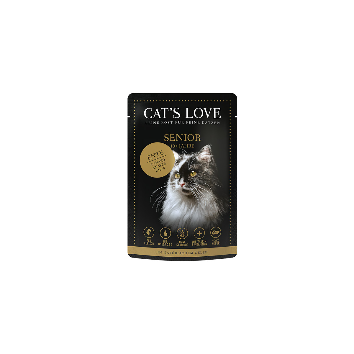 Cat's Love Senior, mokré krmivo s kachní příchutí