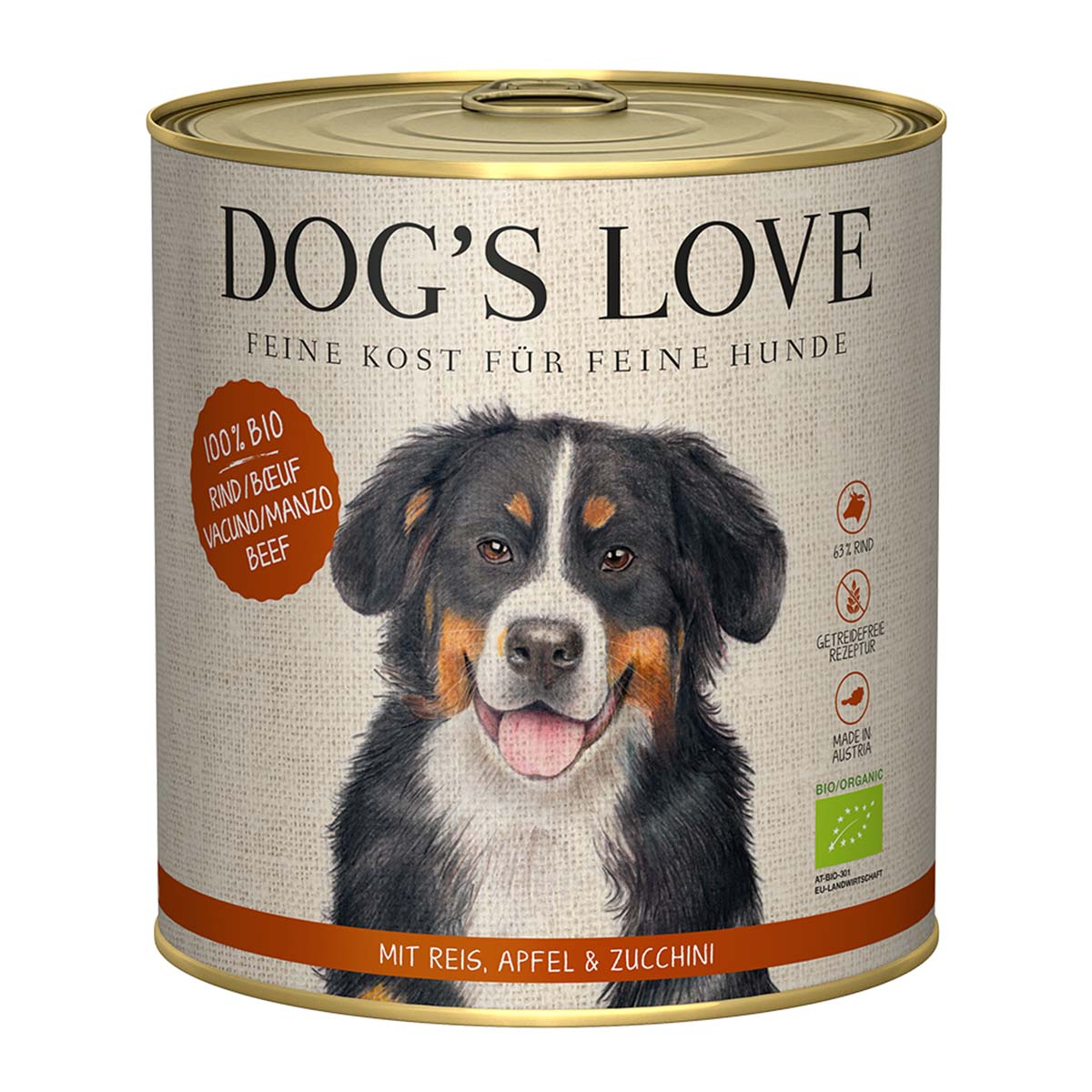 Dog's Love Bio hovězí maso s rýží, jablkem a cuketou