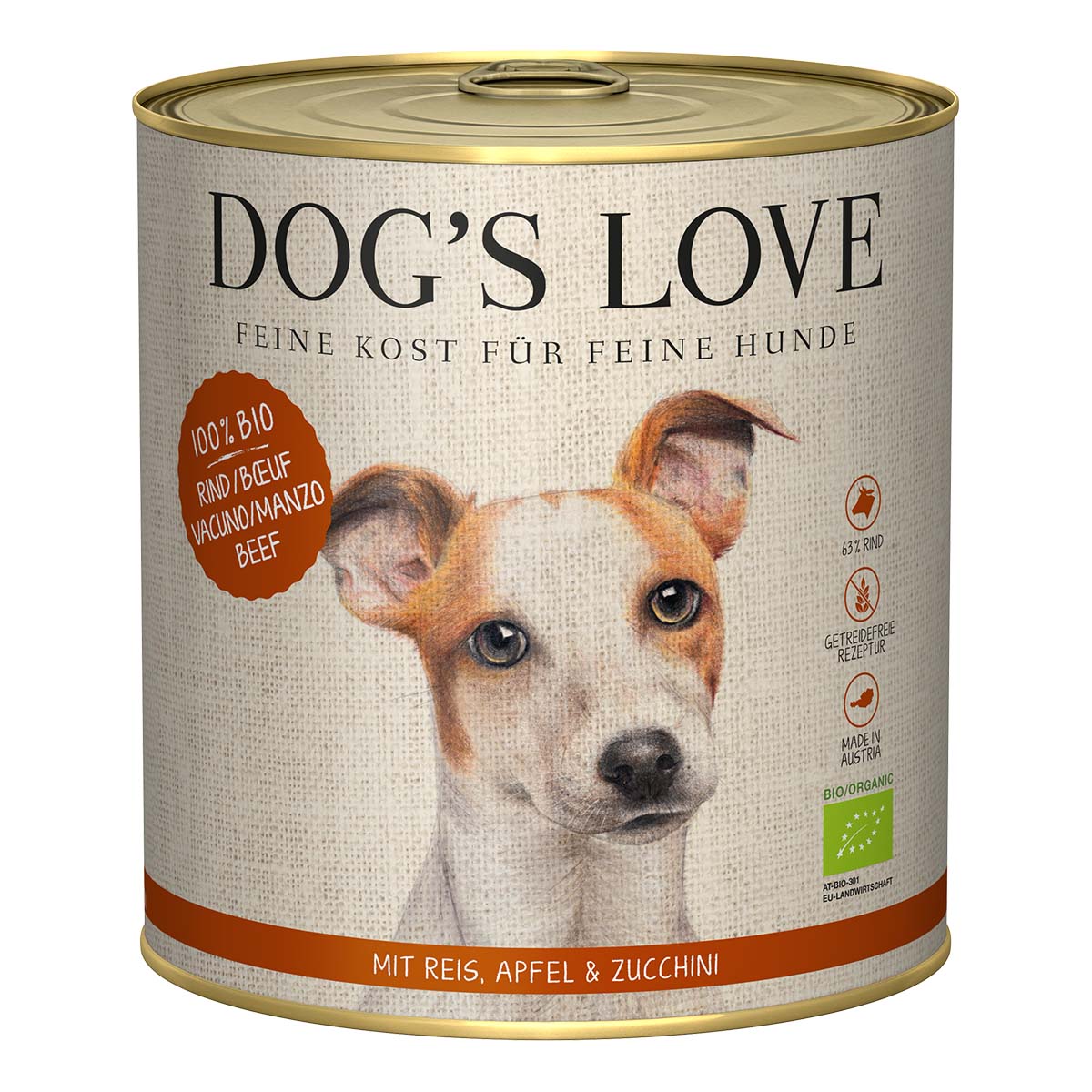 Dog's Love Bio hovězí maso s rýží, jablkem a cuketou