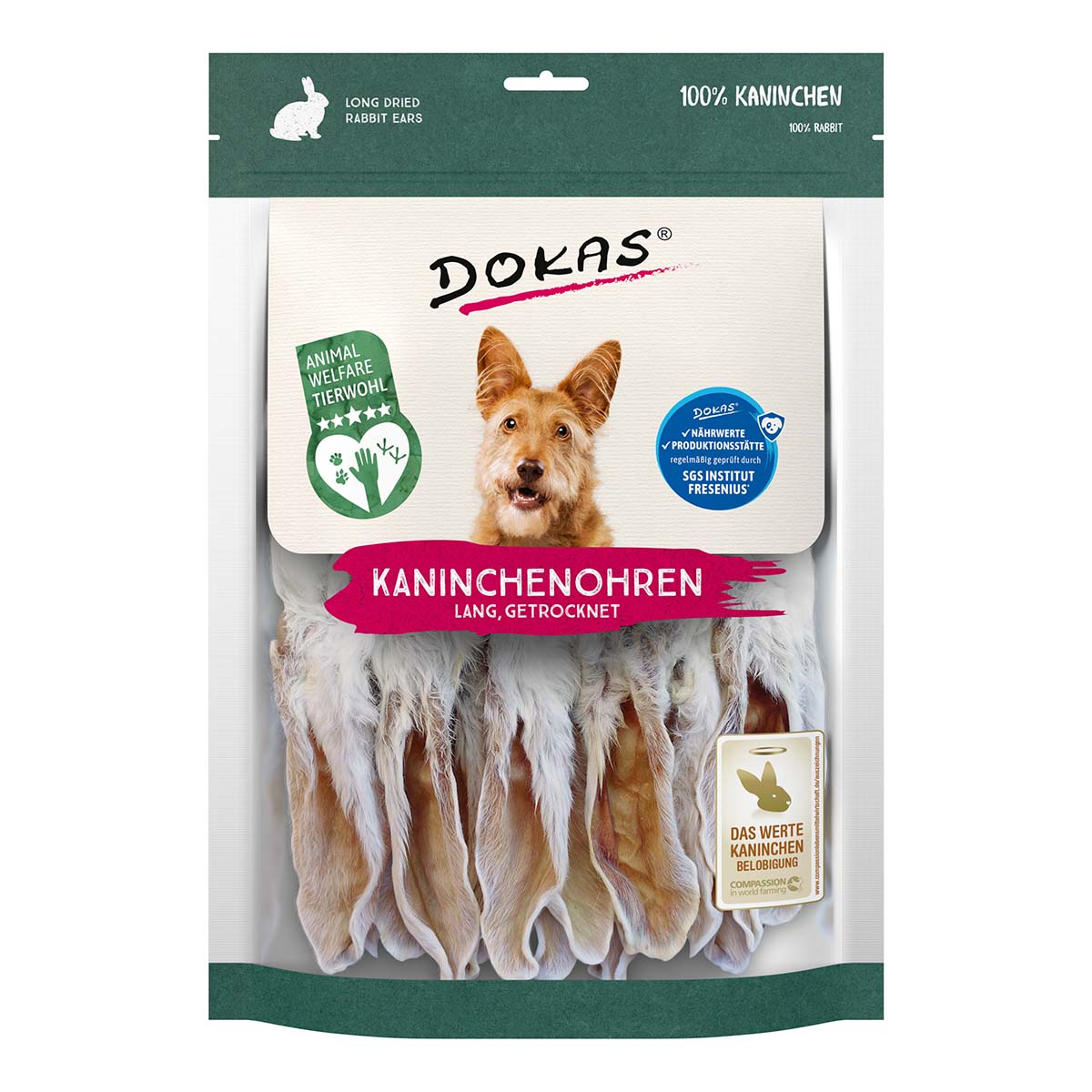 Dokas sušené králičí uši se srstí 180 g