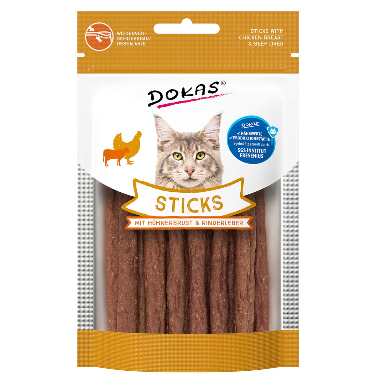 Dokas tyčinky s kuřecími prsíčky &amp; hovězími játry