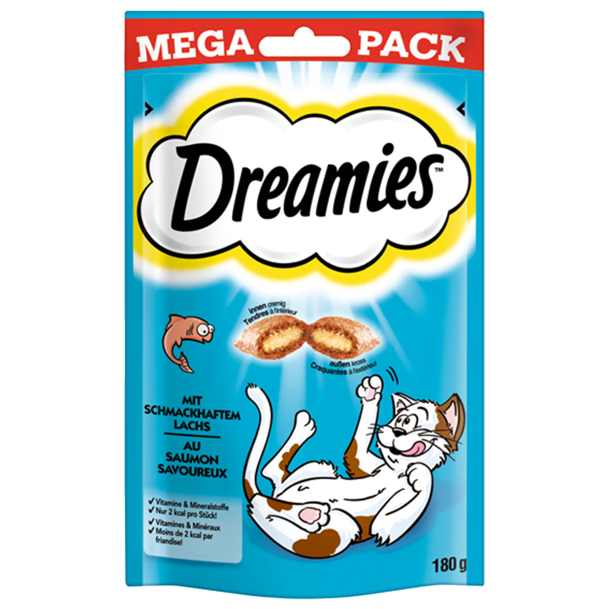Dreamies Mega Pack s lososem, 180 g