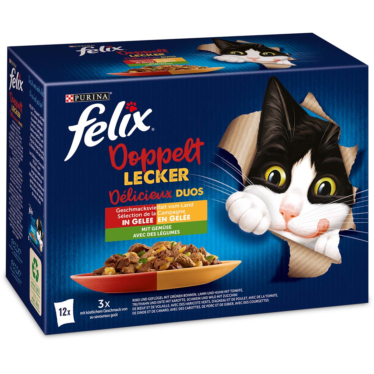 FELIX So gut wie es aussieht Dvojnásob lahodné hovězí a drůbeží maso v želé 12× 85 g