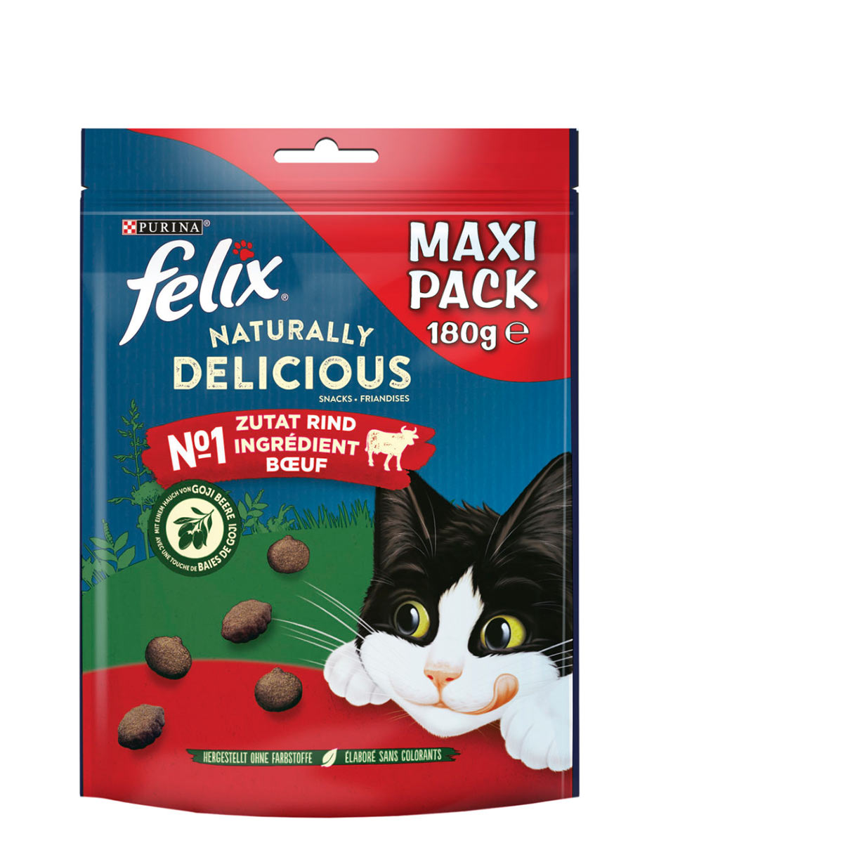FELIX Naturally Delicious pamlsek pro kočky s hovězím masem a goji
