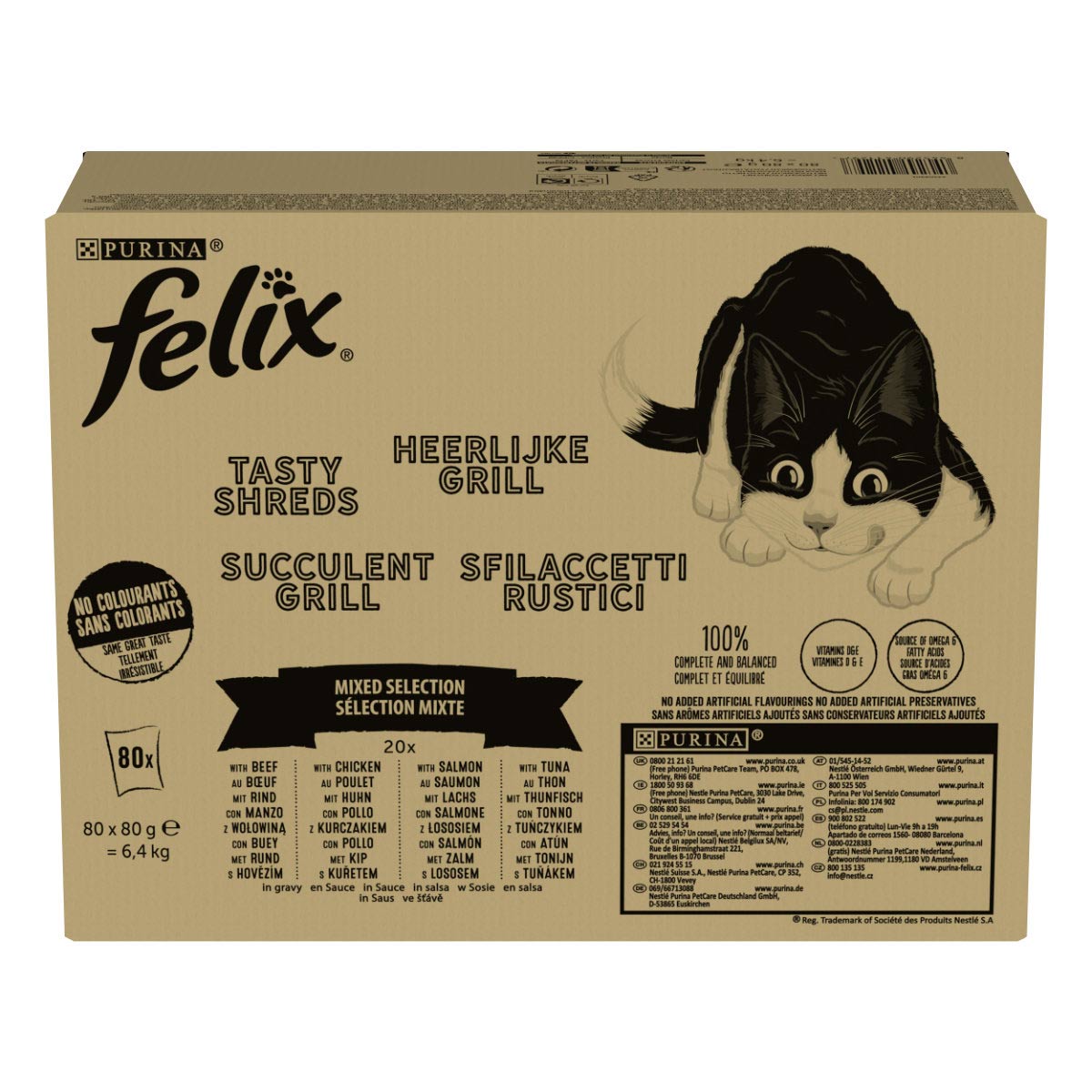 FELIX Tasty Shreds ve šťávě Gemische Vielfalt 80× 80 g