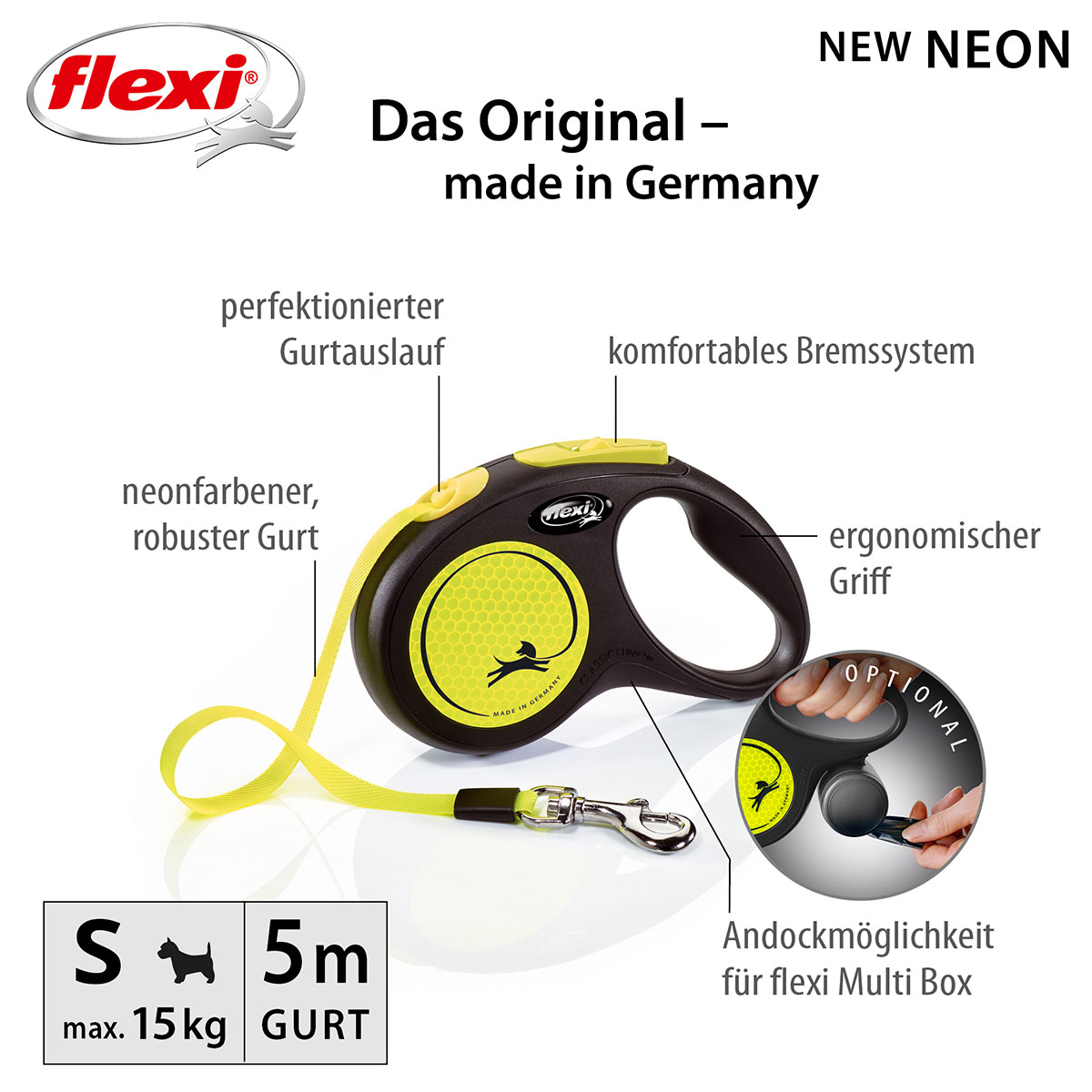 flexi New NEON samonavíjecí vodítko, 5 m, černé