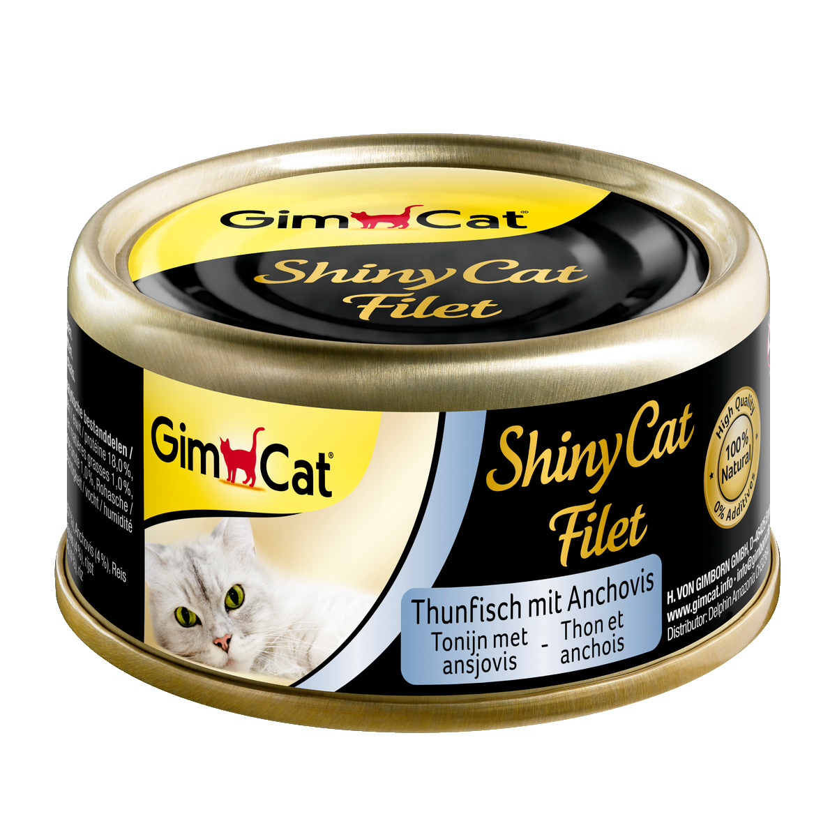 GimCat ShinyCat filé z tuňáka a ančovičky, 6 x 70 g
